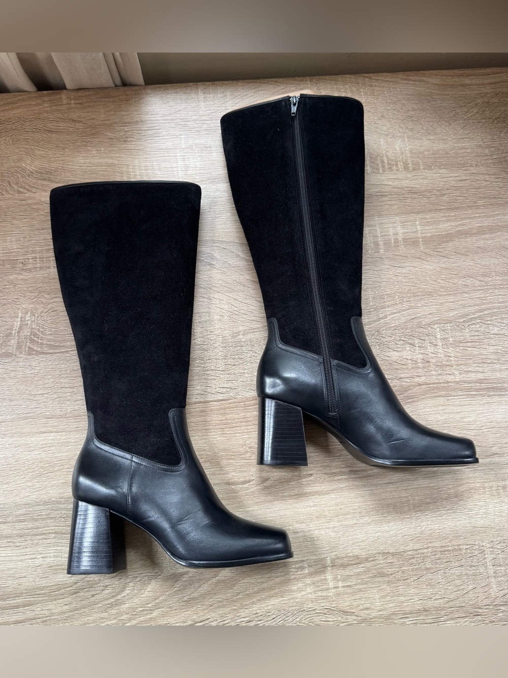 New Reformation Frederique Knee High Leather Boots Black 7
